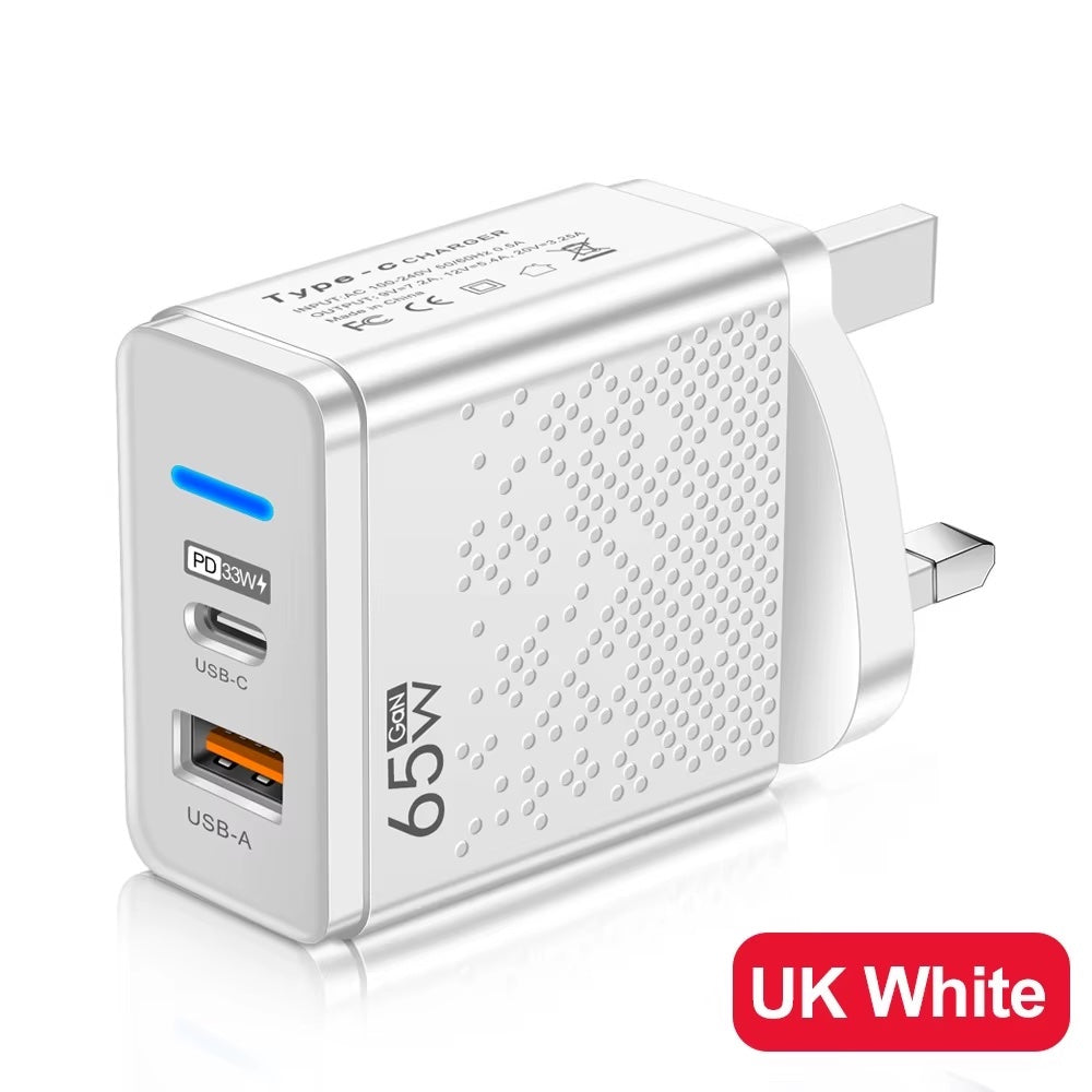 65W GaN Fast Charger | Power your laptop and phone or tablet at once